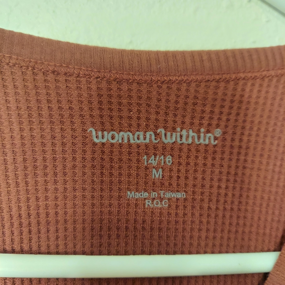 Woman Within Rust Ribbed Top - Picture 3 of 5